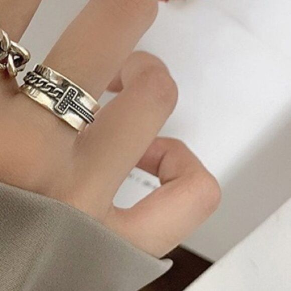 #36 TWO RINGS NEW Retro 925 Sterling Silver Cross Ring - Picture 6 of 9